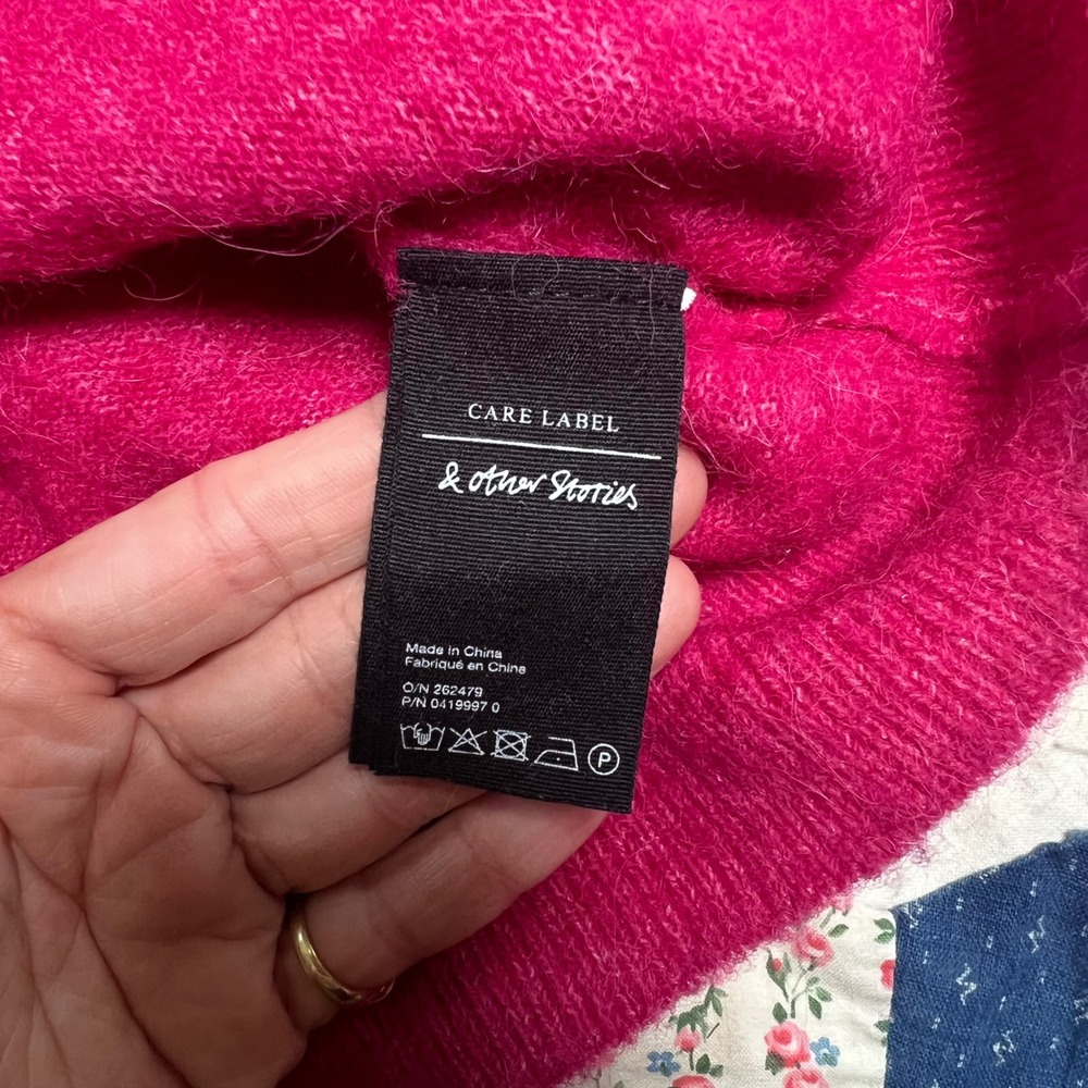 & Other Stories Paris Atelier Fuchsia Pink Alpaca Wool Blend Sweater Small - Picture 3 of 6